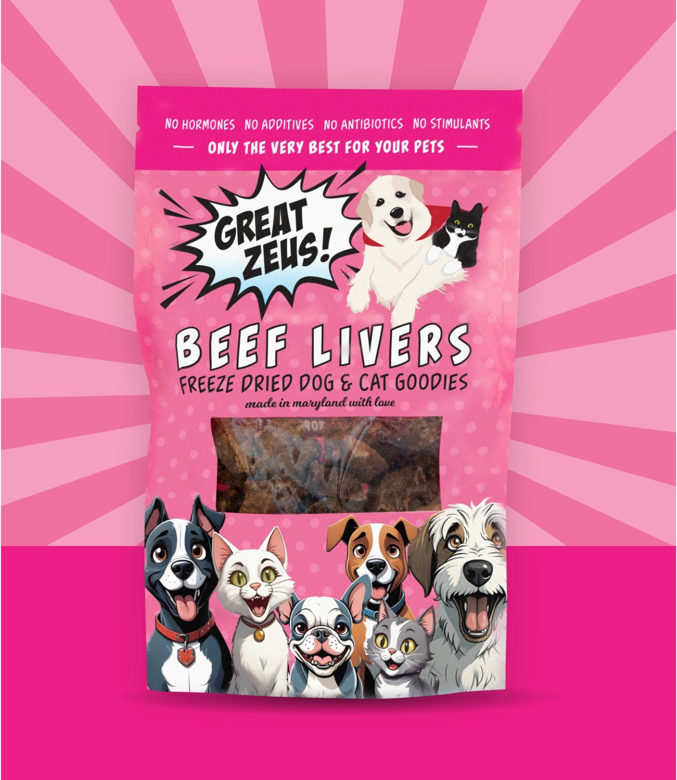 Great Zeus! Organic Beef Liver Dog and Cat Treats front of package