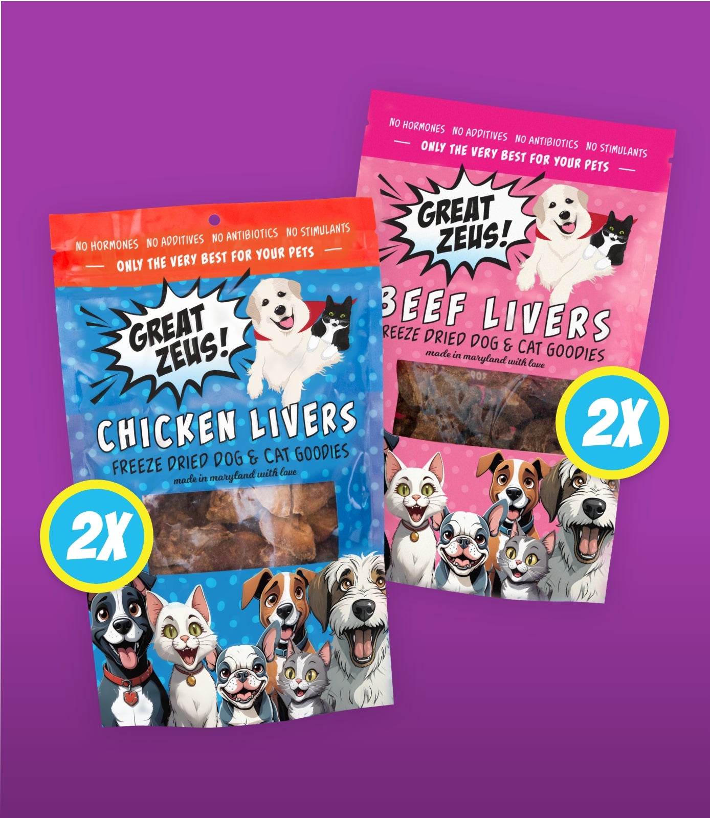 Great Zeus! Liver Lickin' Good bundle - Chicken Livers and Beef Livers