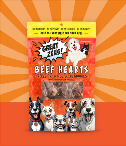 Great Zeus! Organic Beef Heart Dog and Cat Treats front of package