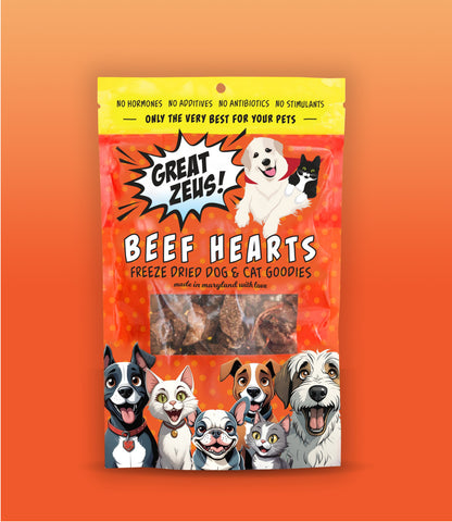 Great Zeus! Organic Beef Heart Dog and Cat Treats front of package