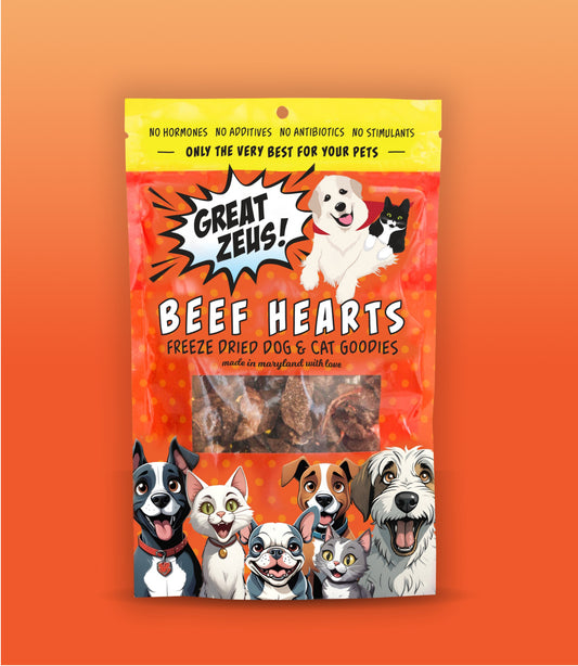 Great Zeus! Organic Beef Heart Dog and Cat Treats front of package