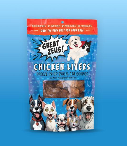 Great Zeus! Organic Chicken Liver Dog and Cat Treats front of package